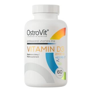 högkvalitativt Vitamin-D3 + K2 + C + Zink 60-kapslar kosttillskott