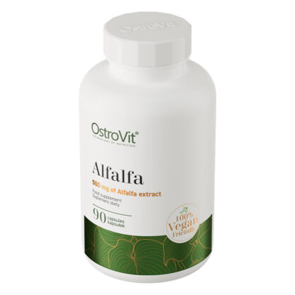 Förpackning av Alfalfa Vegan 90 kapslar, veganskt kosttillskott med alfalfafröextrakt.